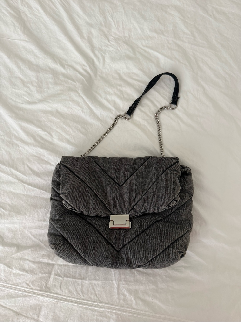 Zara Quilted Shoulder Bag in Charcoal
